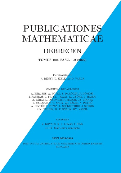 Publicationes Mathematicae 100th Volume Cover